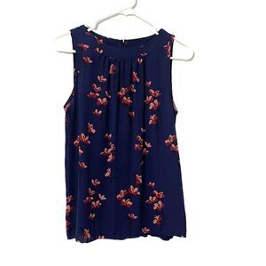 Ann Taylor LOFT Blue Floral Sleeveless Blouse Size XS